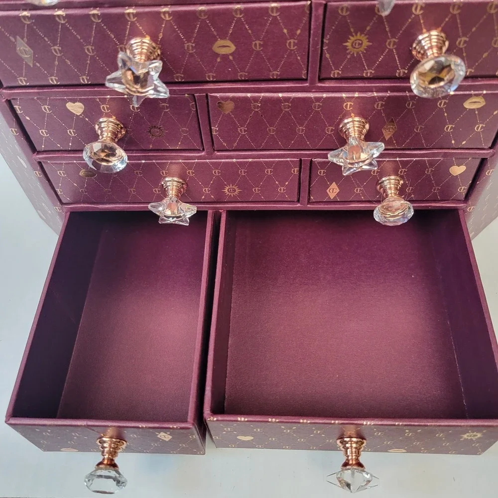 Charlotte Tilbury Advent Calendar 2023 Empty Jewelry Box Burgundy Gold Glam